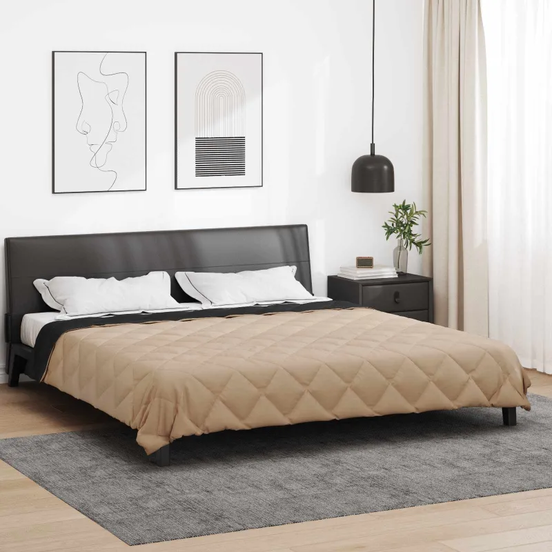 Pilna metų antklodė Juoda ir taupe 220 x 260 cm Mikropluoštas