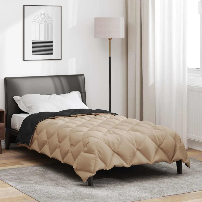 Žiemos antklodė Juoda ir taupe 155 x 220 cm Mikropluoštas
