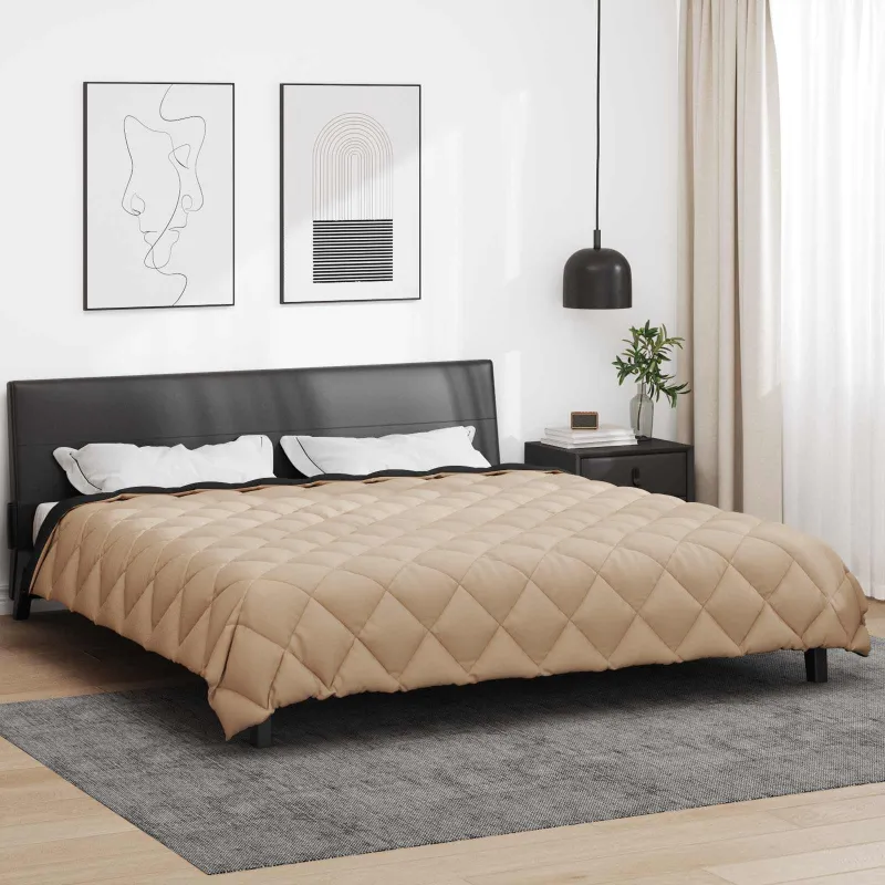 Žiemos antklodė Juoda ir taupe 200 x 240 cm Mikropluoštas