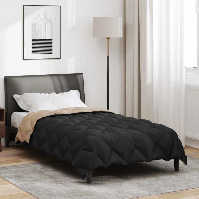 Žiemos antklodė Juoda ir taupe 140 x 220 cm Mikropluoštas