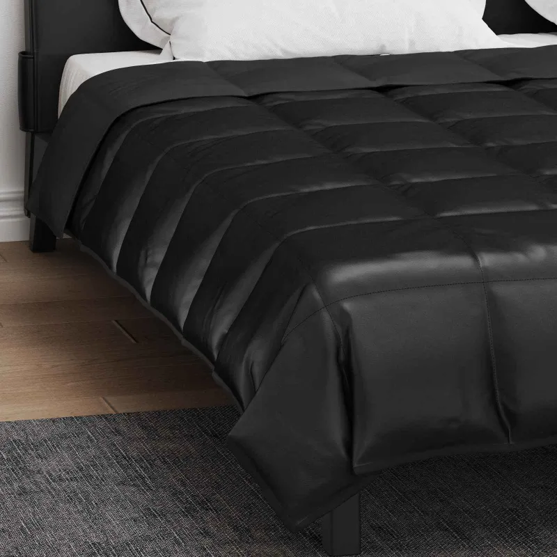 Pilna metų antklodė Juoda 200 x 200 cm Satin ir mikropluoštas