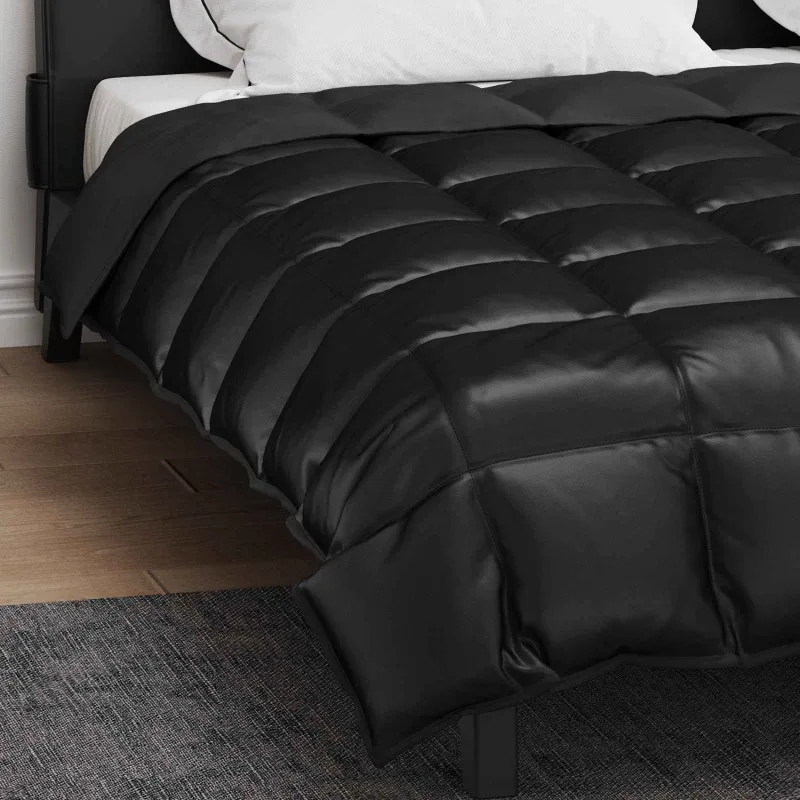 Žiemos antklodė Juoda 200 x 200 cm Satin ir mikropluoštas