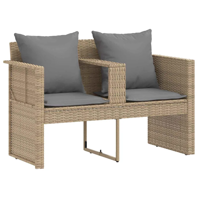 Sodo sofa su pagalve 8 pcs Bežinė ir šviesiai pilka poliratanas