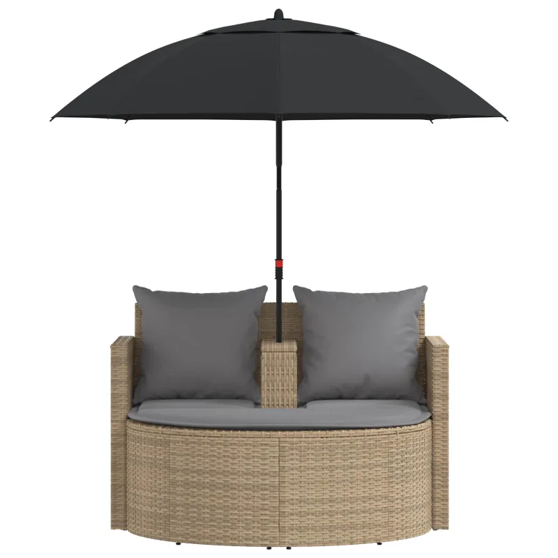 Sodo sofa su pagalve 8 pcs Bežinė ir šviesiai pilka poliratanas