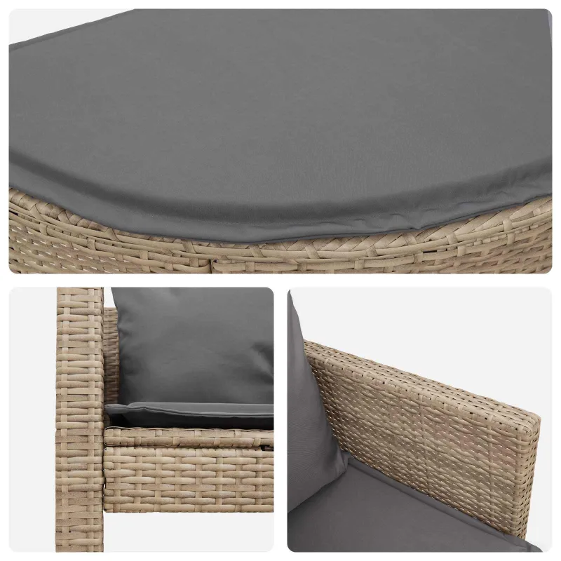 Sodo sofa su pagalve 8 pcs Bežinė ir šviesiai pilka poliratanas