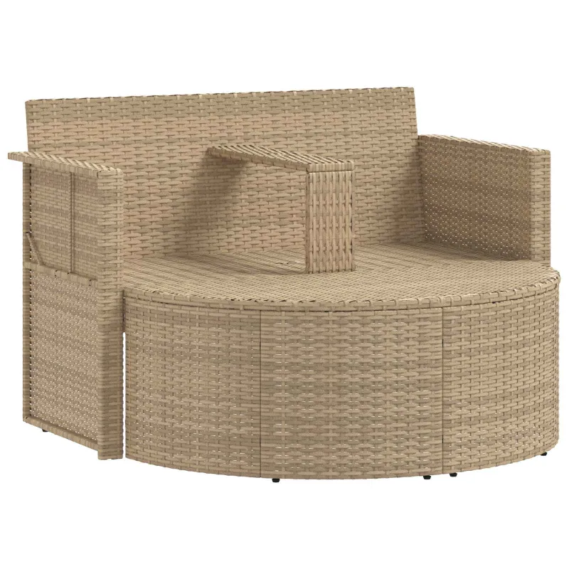 Sodo sofa su pagalve 8 pcs Bežė ir kreminė balta poliratanas