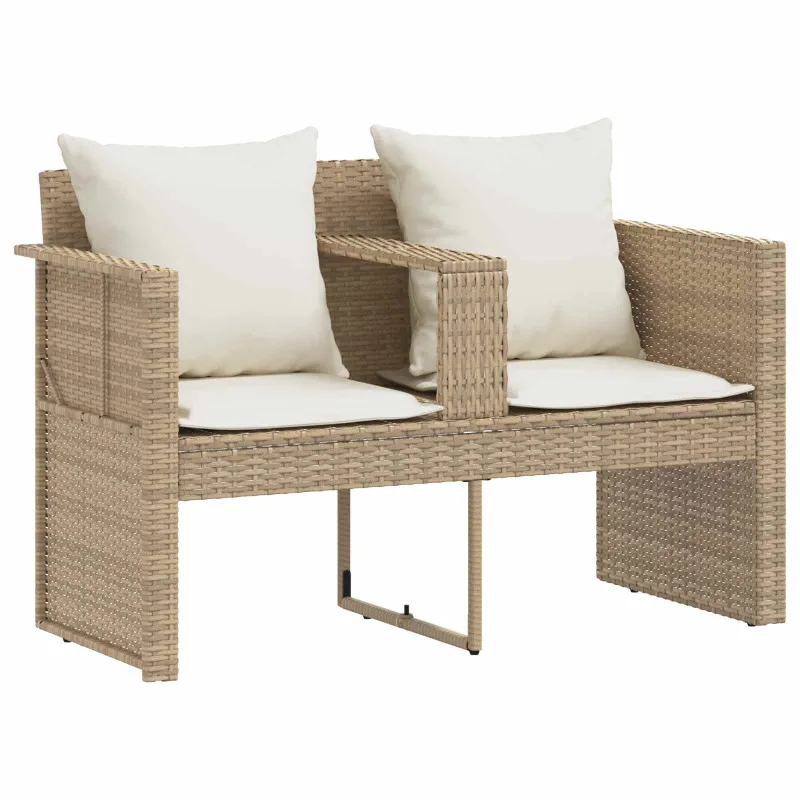 Sodo sofa su pagalve 8 pcs Bežė ir kreminė balta poliratanas