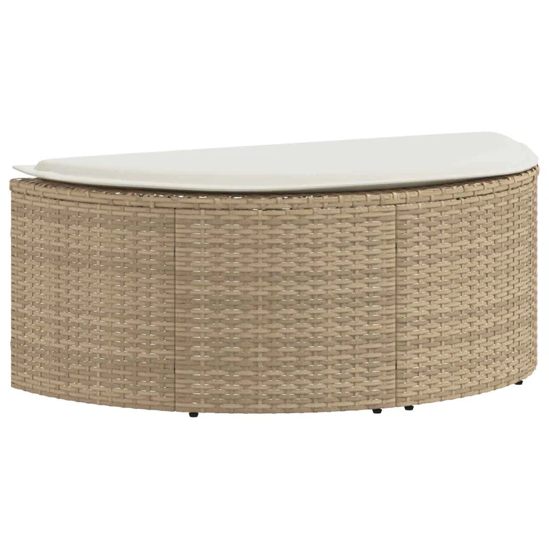 Sodo sofa su pagalve 8 pcs Bežė ir kreminė balta poliratanas