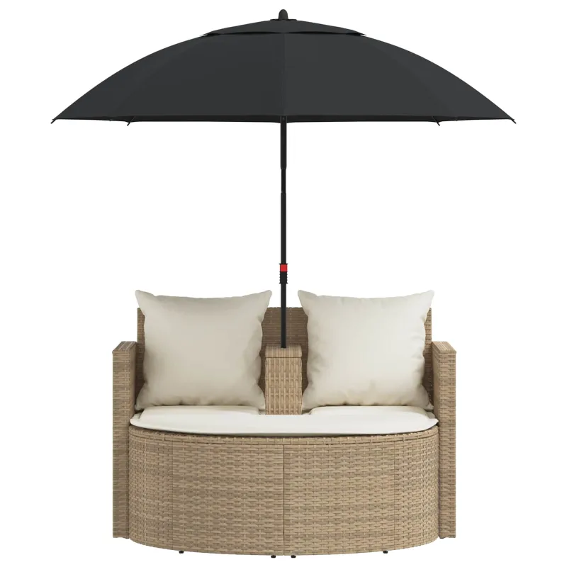 Sodo sofa su pagalve 8 pcs Bežė ir kreminė balta poliratanas