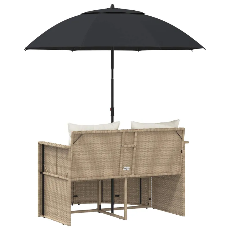 Sodo sofa su pagalve 8 pcs Bežė ir kreminė balta poliratanas
