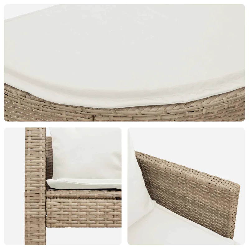 Sodo sofa su pagalve 8 pcs Bežė ir kreminė balta poliratanas