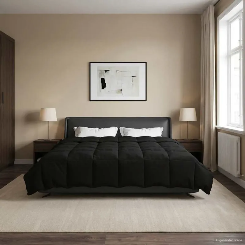 Žiemos antklodė Tikštas Juoda 240 x 260 cm Mikropluoštas