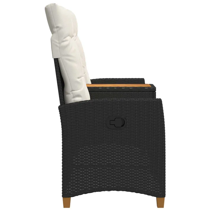 Reclining Bench with Table Juoda ir kreminė balta poliratanas