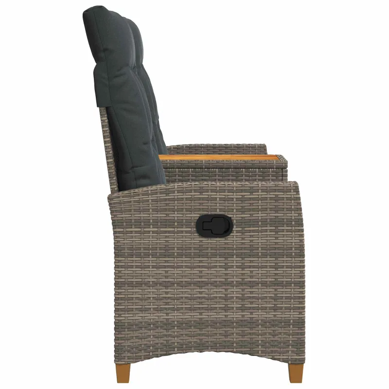 Reclining Bench with Table Pilka ir tamsiai pilka poliratanas