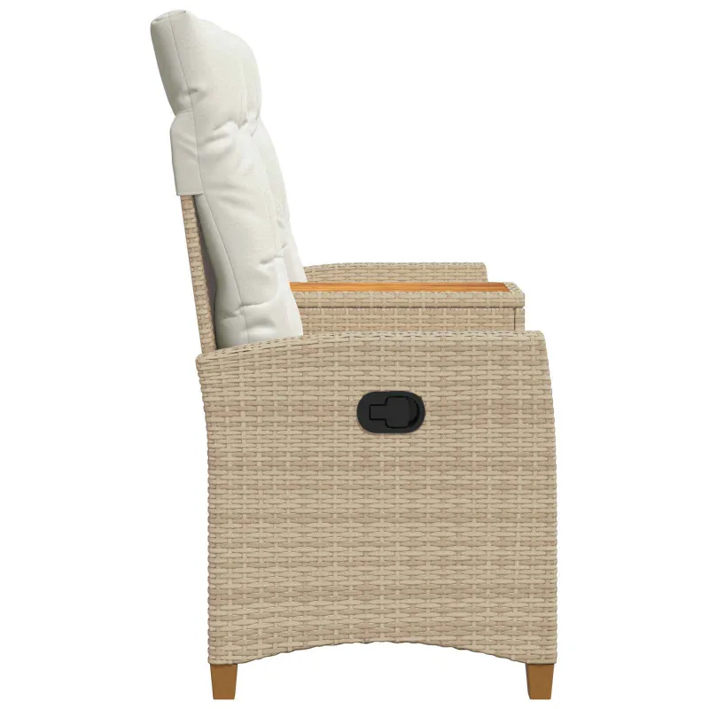 Reclining Bench with Table Bežė ir kreminė balta poliratanas