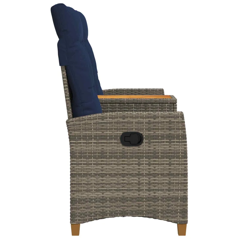 Reclining Bench with Table Pilka ir tamsiai mėlyna poliratanas
