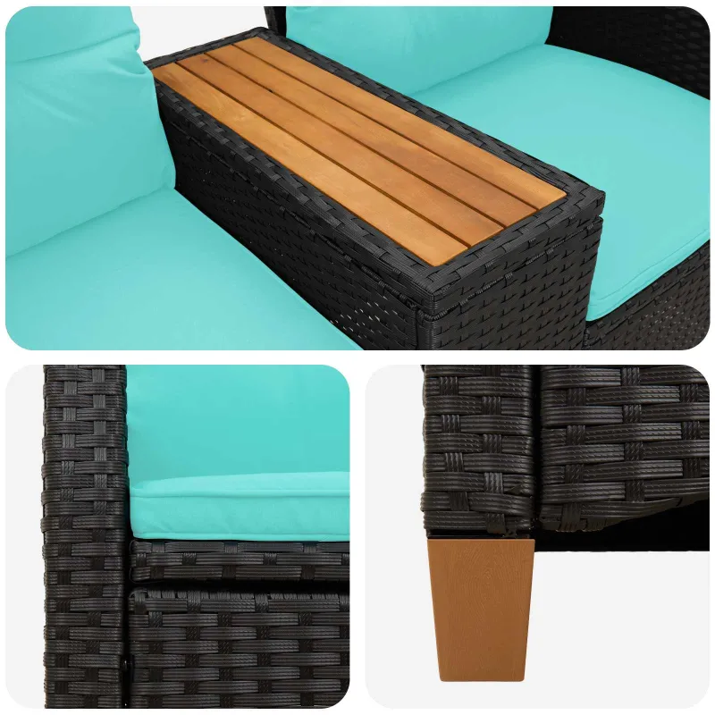 Reclining Bench with Table Juoda ir turkio 126 x 65 x 112 cm