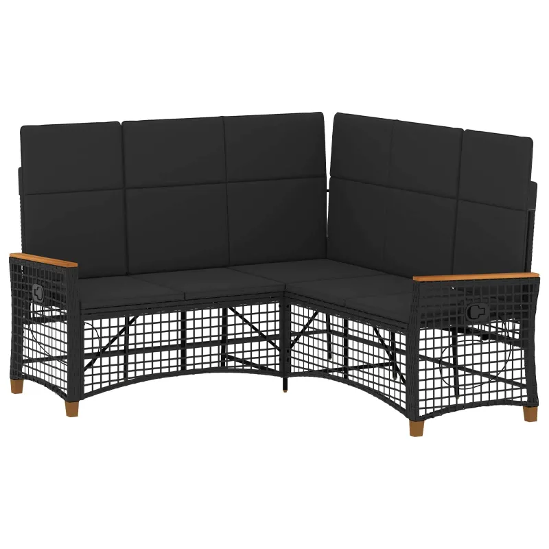 Sodo reguliuojamos sofos komplektas Juodas 164 x 164 x 112 cm