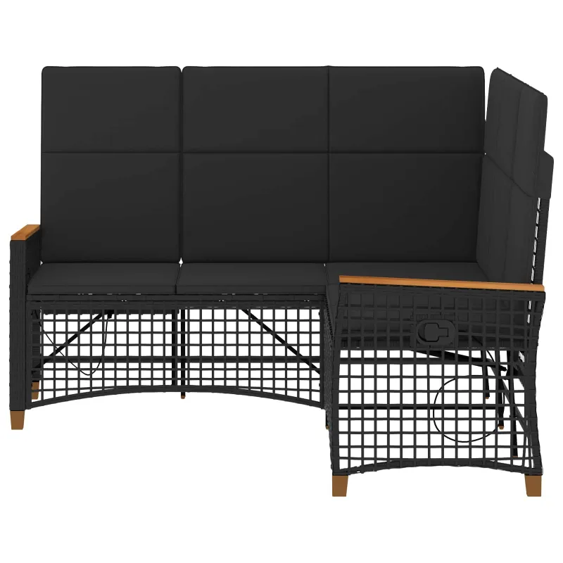 Sodo reguliuojamos sofos komplektas Juodas 164 x 164 x 112 cm