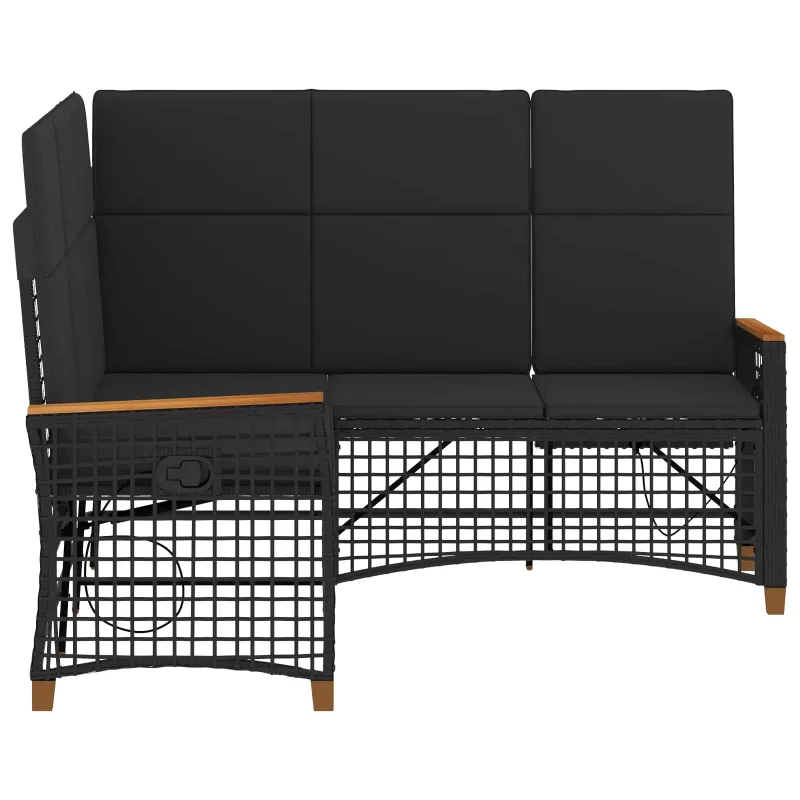 Sodo reguliuojamos sofos komplektas Juodas 164 x 164 x 112 cm