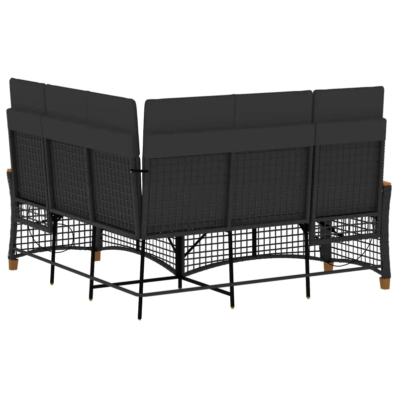 Sodo reguliuojamos sofos komplektas Juodas 164 x 164 x 112 cm