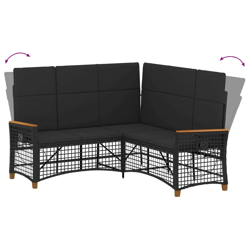 Sodo reguliuojamos sofos komplektas Juodas 164 x 164 x 112 cm