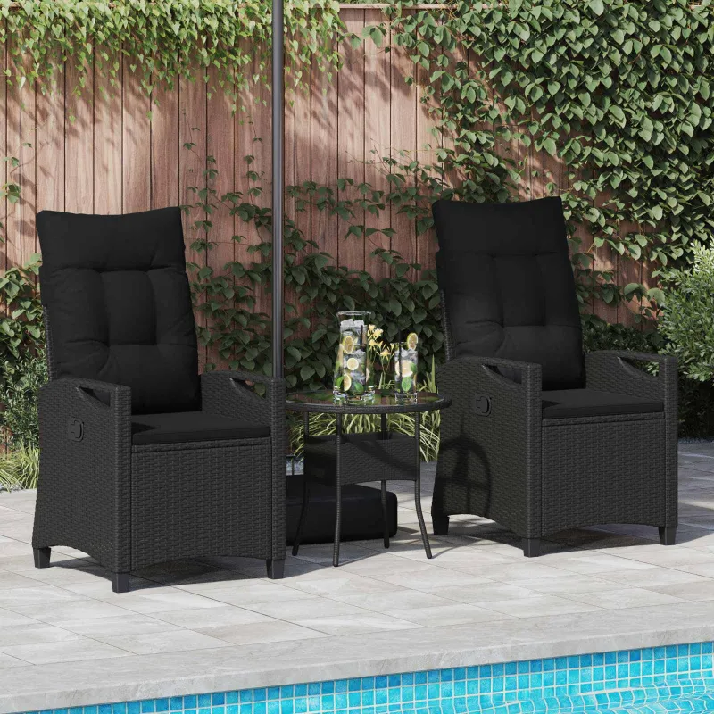 Sodo Kėdė 2 pcs Juoda 56 x 64 x 94 cm Plienas ir poliesteris