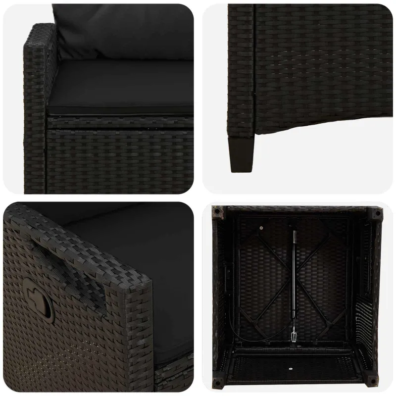 Sodo Kėdė 2 pcs Juoda 56 x 64 x 94 cm Plienas ir poliesteris