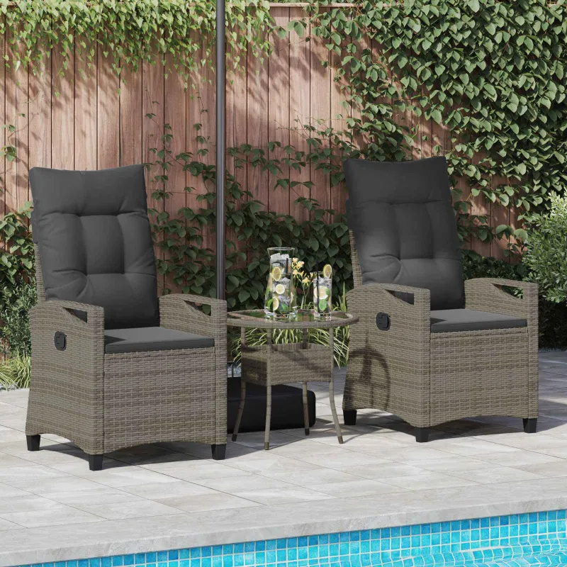 Sodo Kėdė 2 pcs Pilka ir tamsiai pilka 56 x 60 x 112 cm