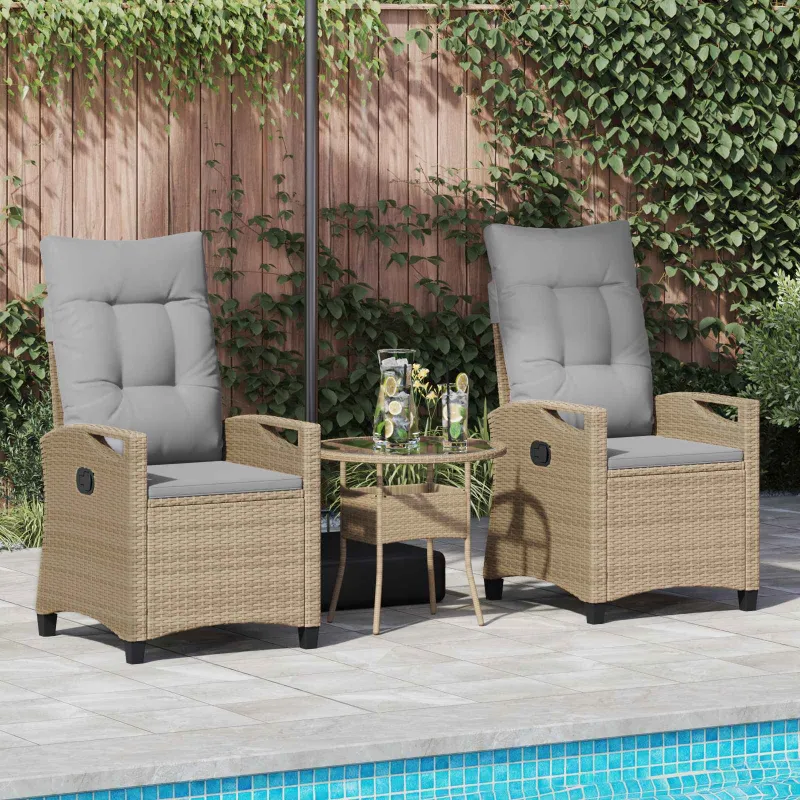 Sodo Kėdė 2 pcs Bežinė ir šviesiai pilka 56 x 60 x 112 cm