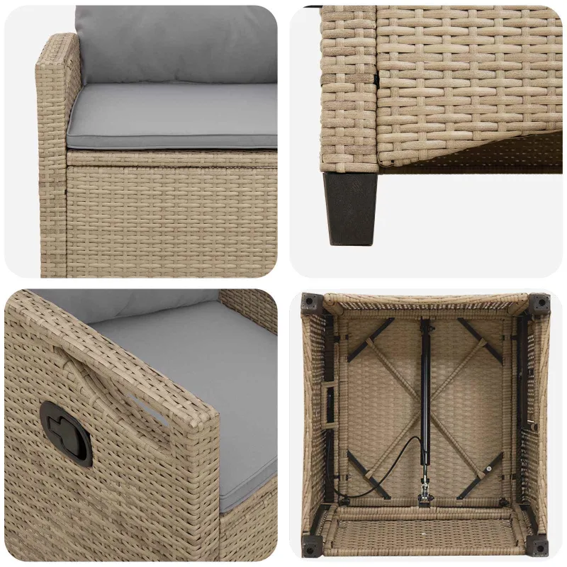 Sodo Kėdė 2 pcs Bežinė ir šviesiai pilka 56 x 60 x 112 cm