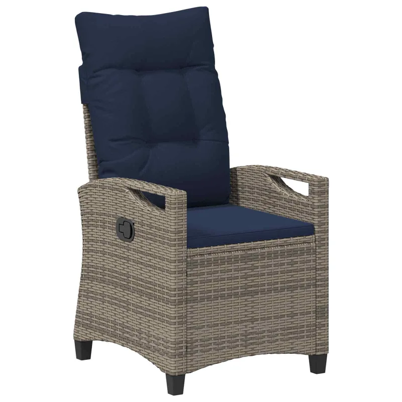 Sodo Kėdė 2 pcs pilka ir tamsiai mėlyna 56 x 60 x 112 cm