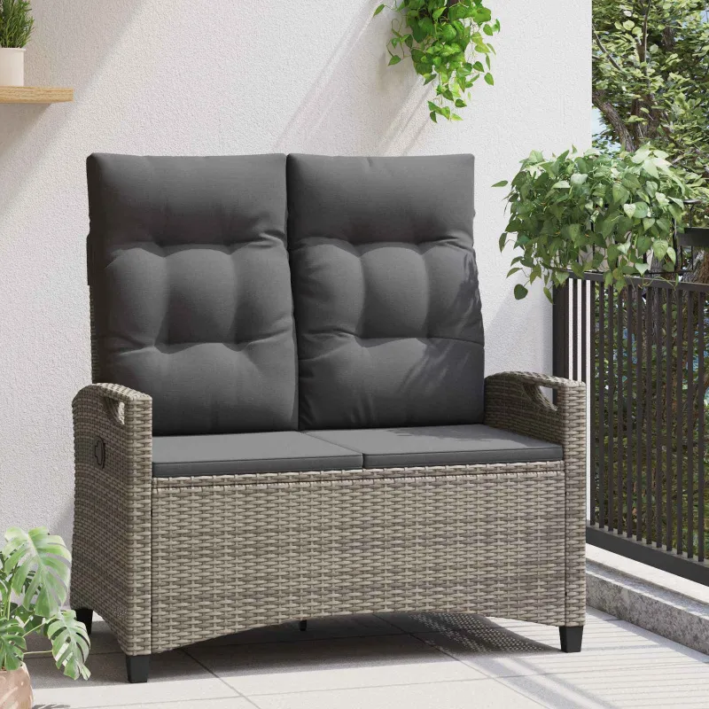 Sodo suolas su pagalve Pilka ir tamsiai pilka 105 x 60 x 112 cm