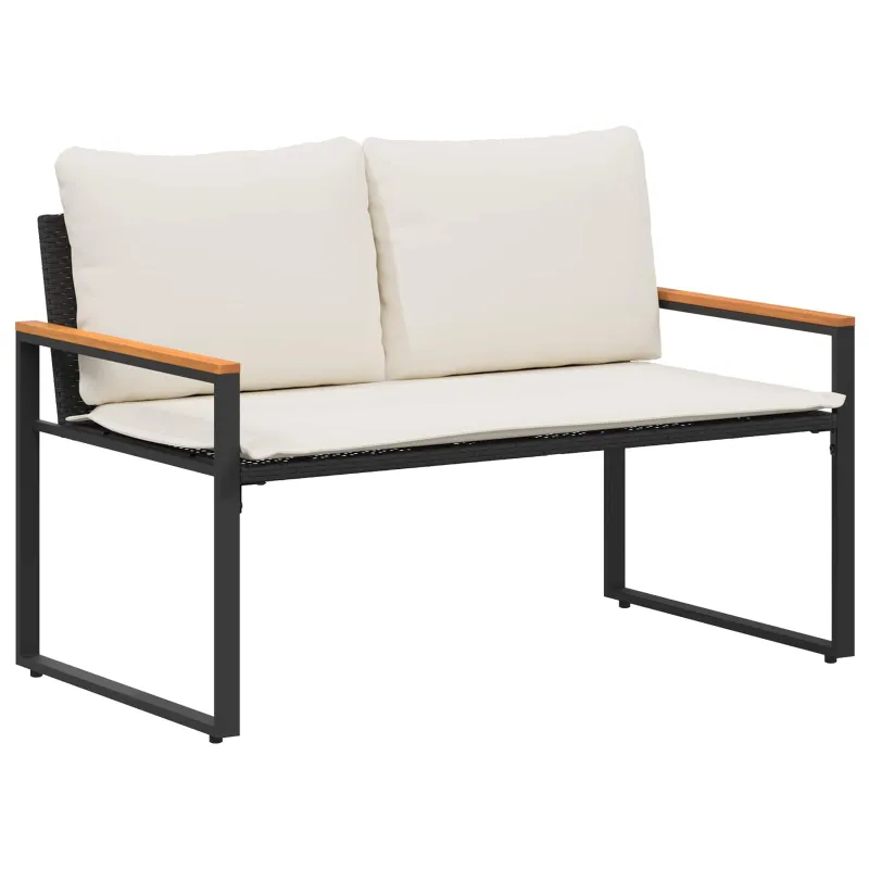 suoliukas Juoda ir kreminė balta 115 x 65 x 72 cm Ratanas