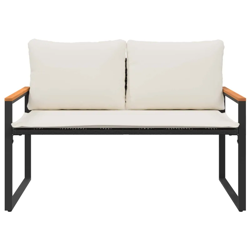 suoliukas Juoda ir kreminė balta 115 x 65 x 72 cm Ratanas