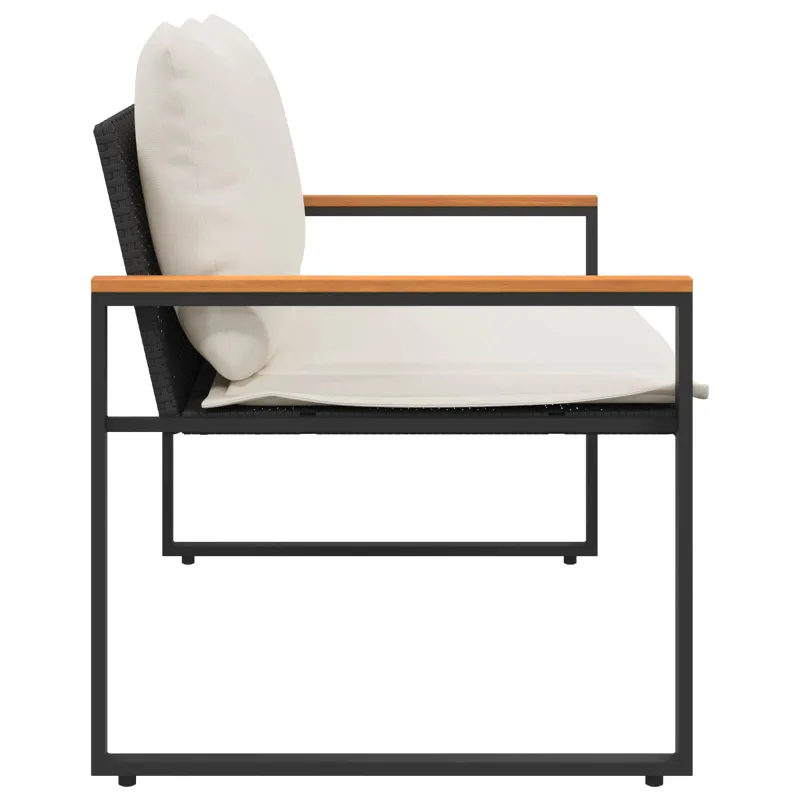 suoliukas Juoda ir kreminė balta 115 x 65 x 72 cm Ratanas