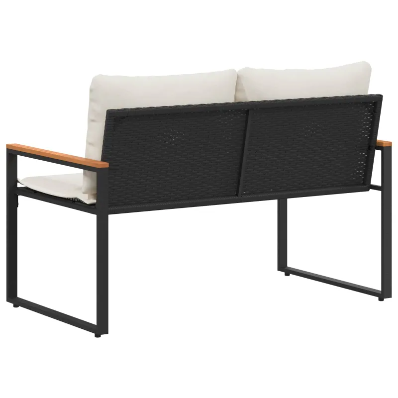 suoliukas Juoda ir kreminė balta 115 x 65 x 72 cm Ratanas