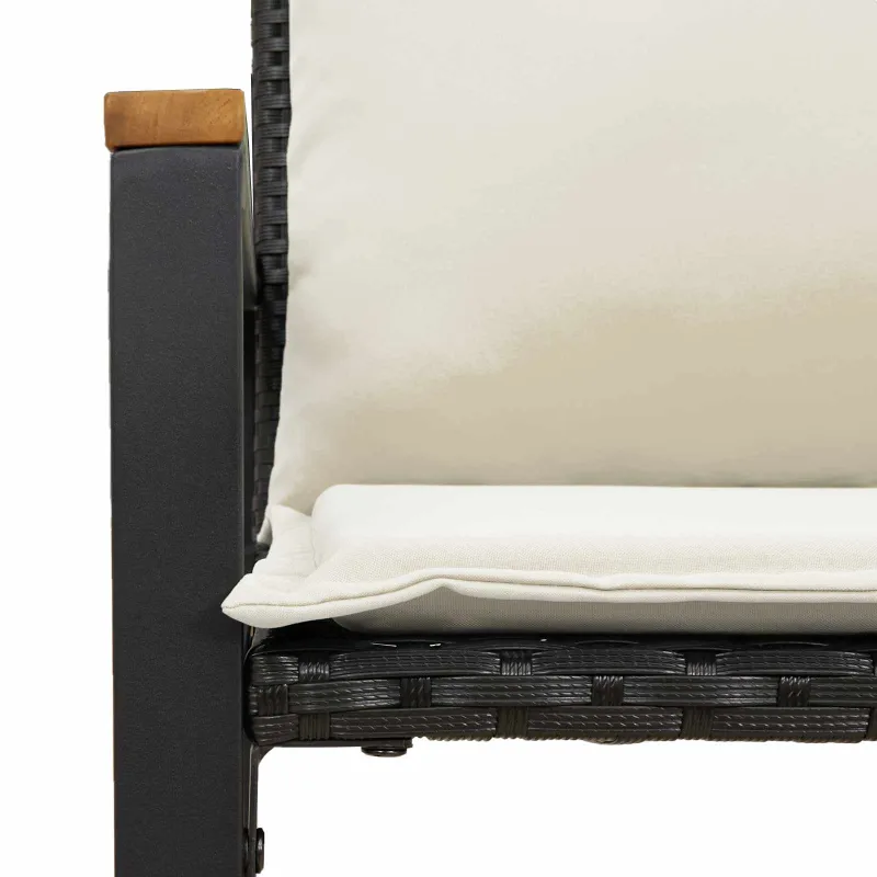 suoliukas Juoda ir kreminė balta 115 x 65 x 72 cm Ratanas