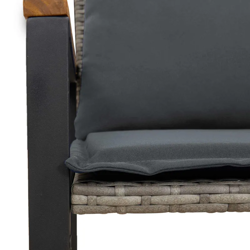 suoliukas Pilka ir tamsiai pilka 115 x 65 x 72 cm Ratanas