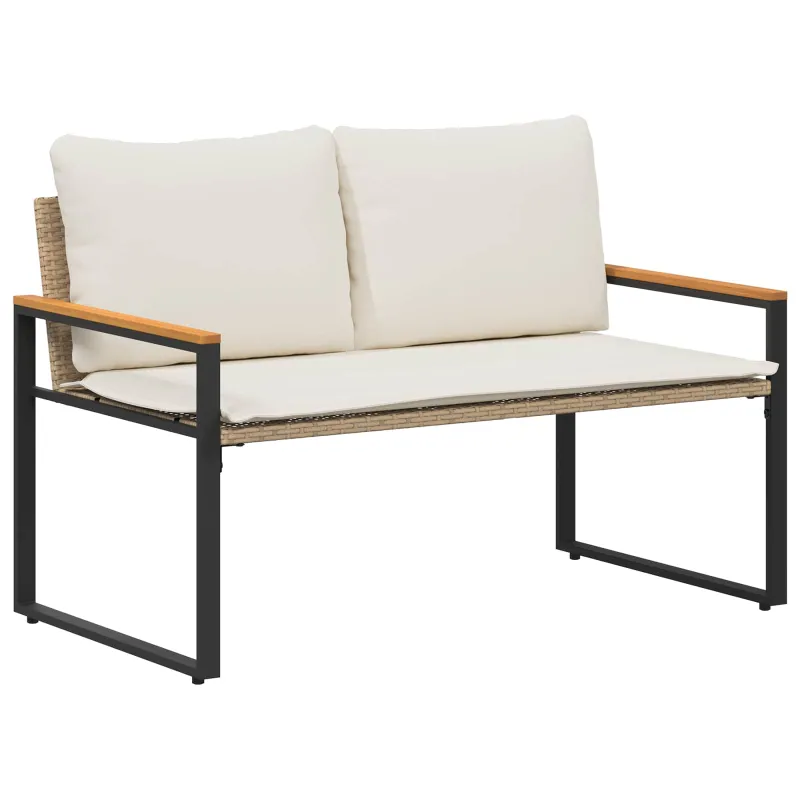 suoliukas Bežė ir kreminė balta 115 x 65 x 72 cm Ratanas