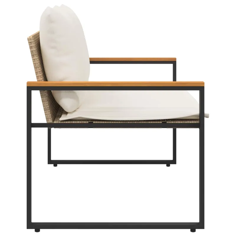suoliukas Bežė ir kreminė balta 115 x 65 x 72 cm Ratanas