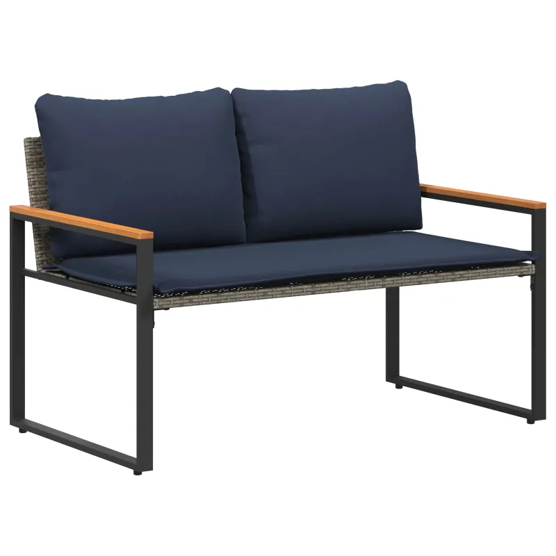 suoliukas Pilka ir tamsiai mėlyna 115 x 65 x 72 cm Ratanas