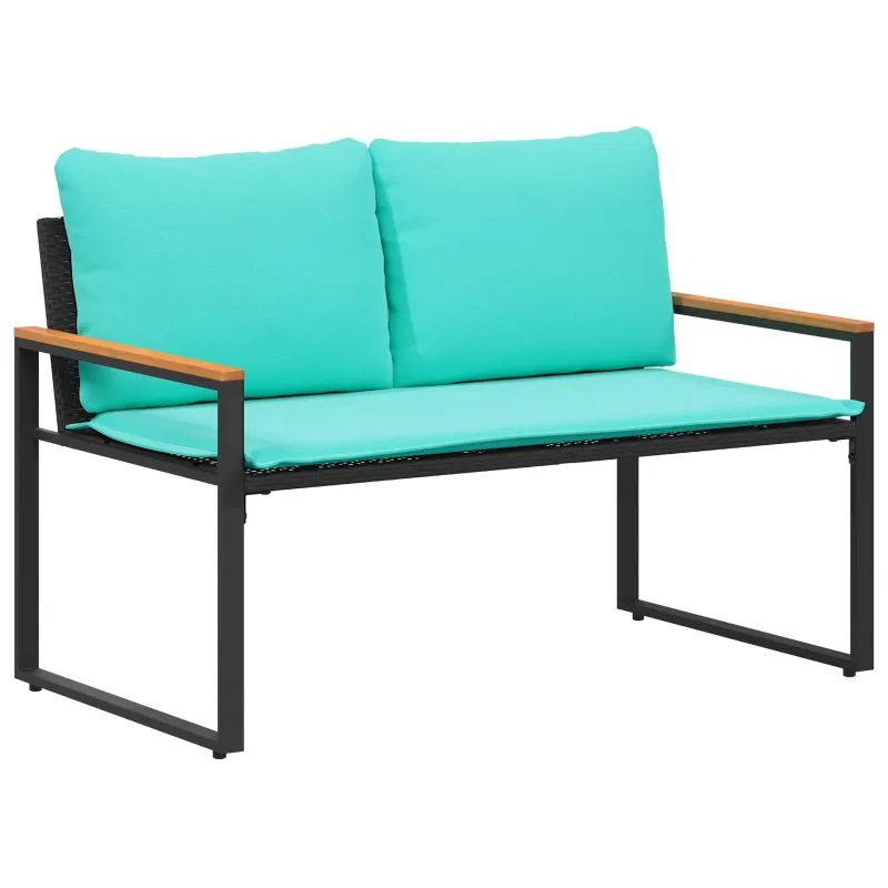 suoliukas su pagalve Juoda ir turkio 115 x 65 x 72 cm Ratanas