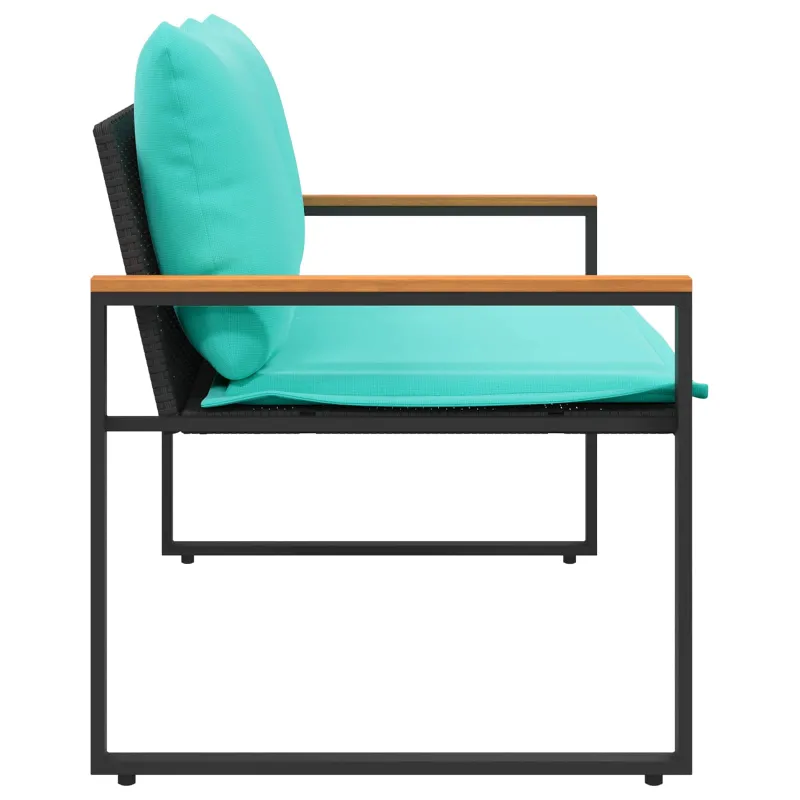 suoliukas su pagalve Juoda ir turkio 115 x 65 x 72 cm Ratanas
