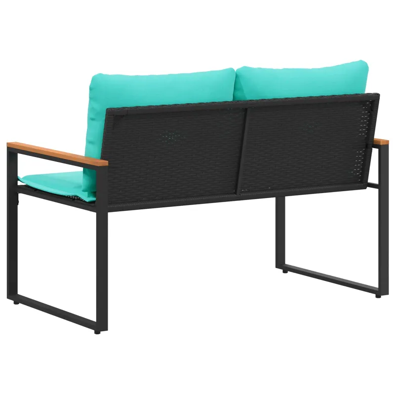 suoliukas su pagalve Juoda ir turkio 115 x 65 x 72 cm Ratanas