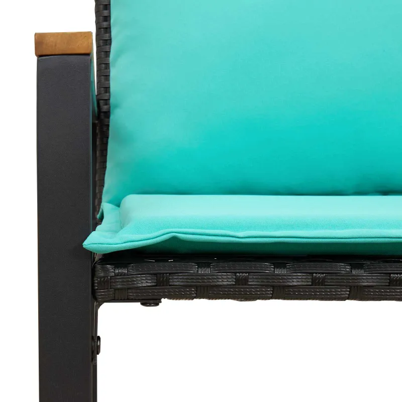 suoliukas su pagalve Juoda ir turkio 115 x 65 x 72 cm Ratanas