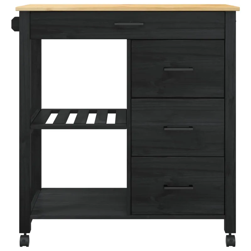 Virtuvės vežimėlis MONZA Juodas 84 x 40 x 88,5 cm