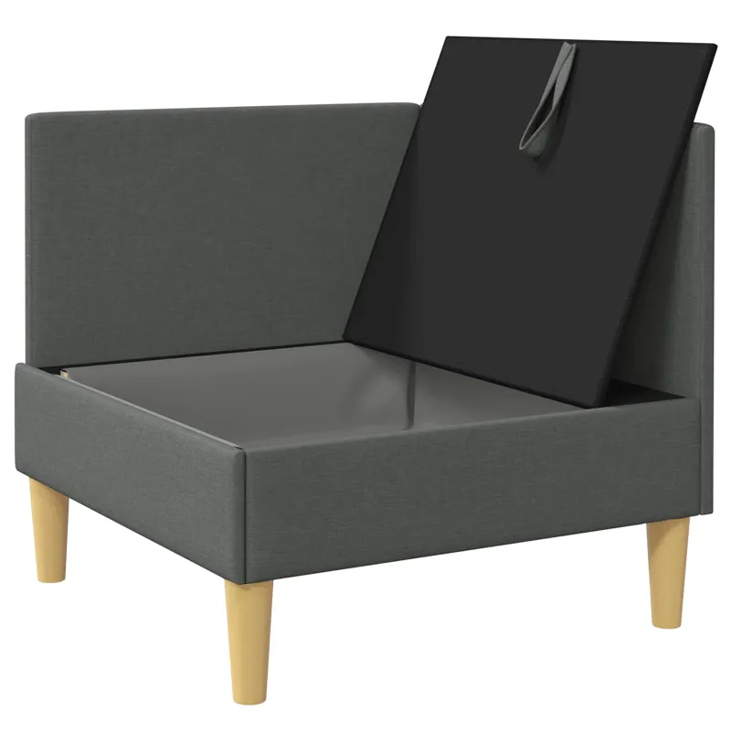 Kampinė Sofa su Saugykla Tamsiai pilka Audinys