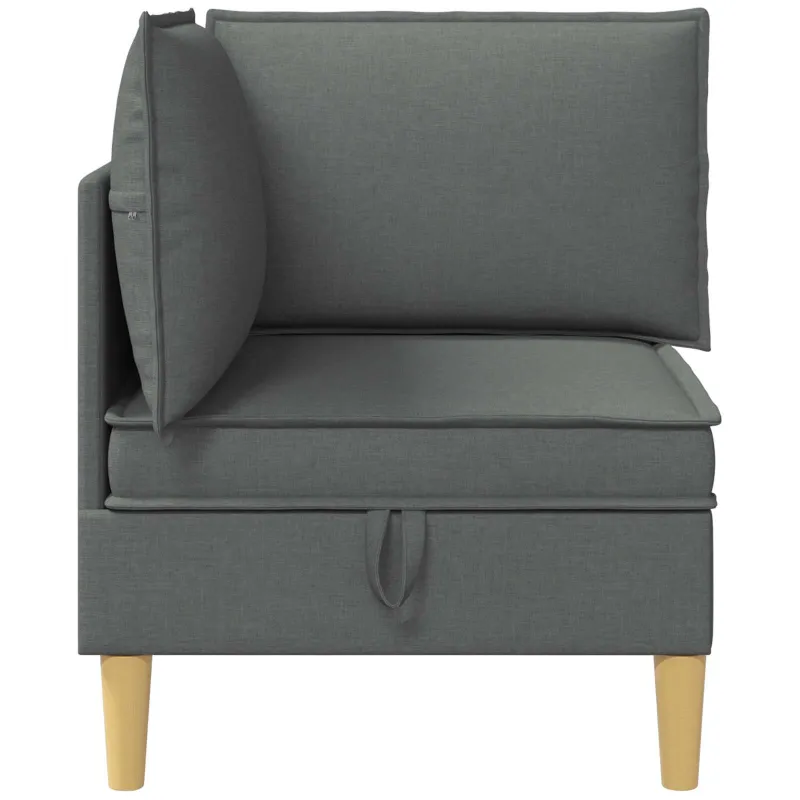 Kampinė Sofa su Saugykla Tamsiai pilka Audinys