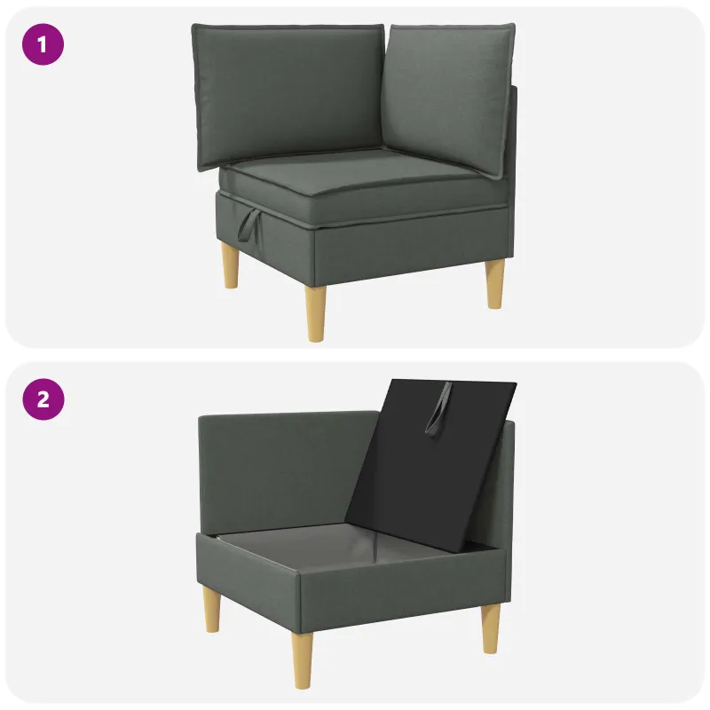 Kampinė Sofa su Saugykla Tamsiai pilka Audinys